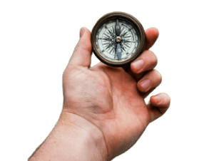 hand van recruiter met kompas