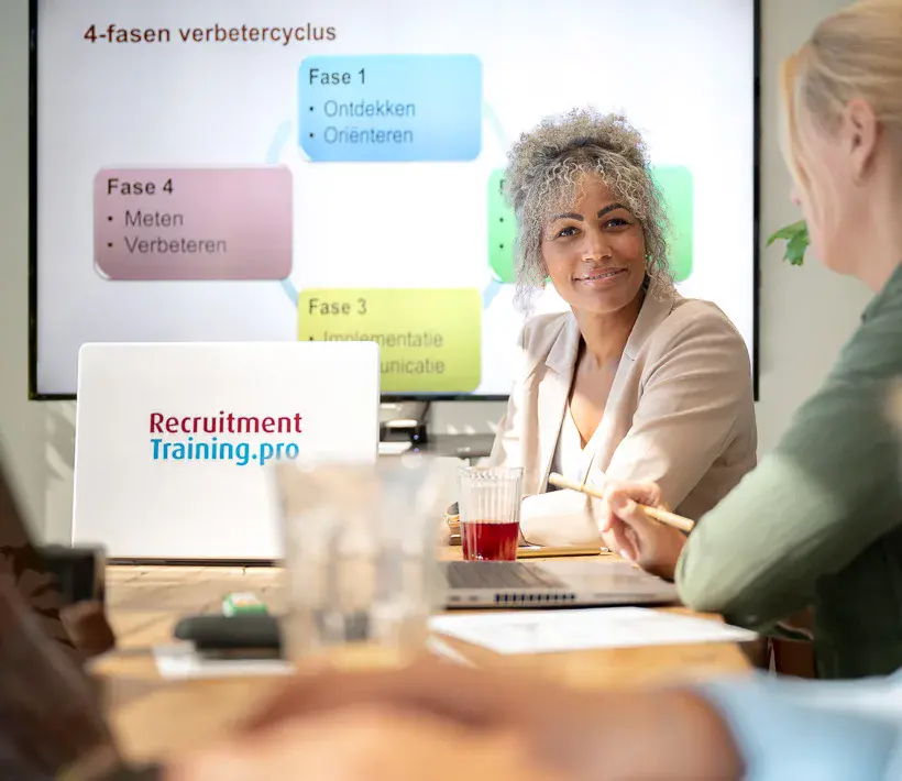 In beeld tijdens Training Social Media Recruitment & Arbeidsmarktcommunicatie de 4-fasen verbetercyclus