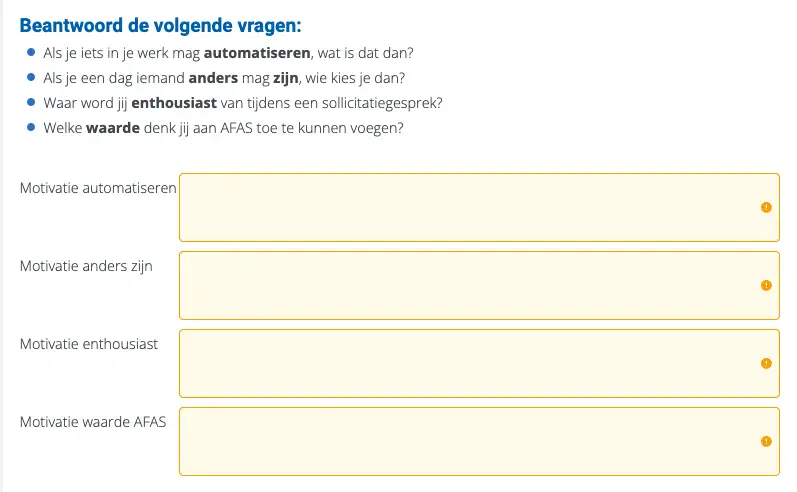 AFAS Motivatiebrief en sollicitatievragen