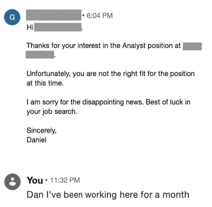 Voorbeeld slechte afwijzingsbrief sollicitant zonder motivatie