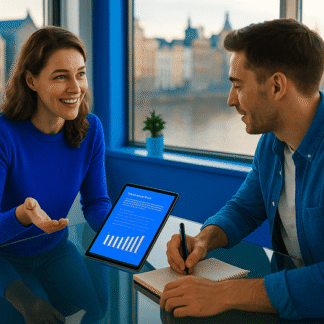 Recruiter spreekt over talentontwikkeling en recruitment met persoon in Amsterdam