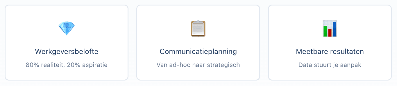 Infographic arbeidsmarktcommunicatie met 3 kerncomponenten