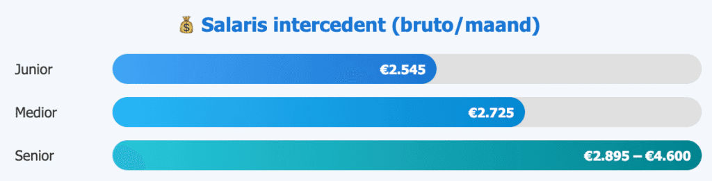 Intercedent salaris naar niveau Junior, Medior, Senior