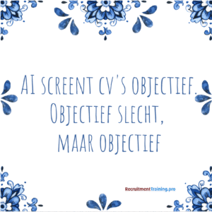 Tegeltje met spreuk: AI screent cv's objectief. Objectief slecht, maar objectief
