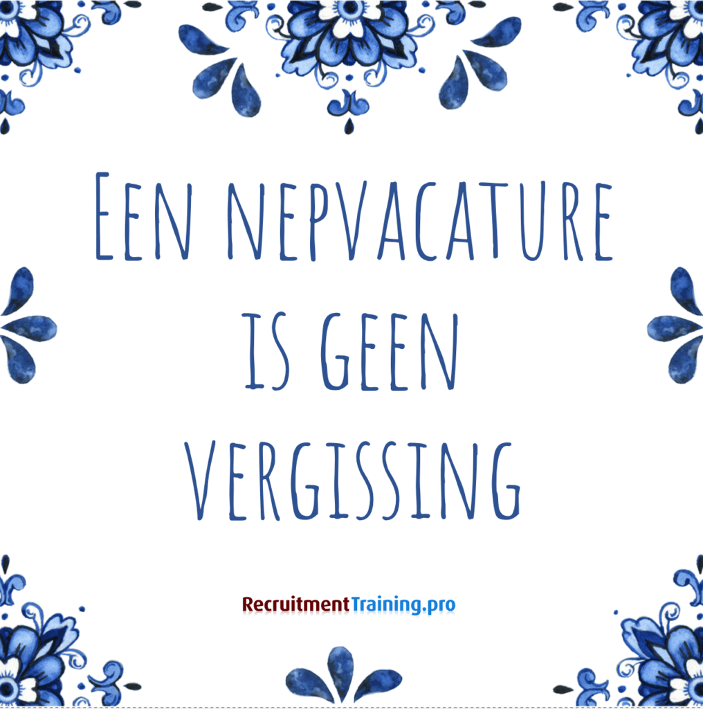 Tegeltje met spreuk: Een nepvacature is geen vergissing
