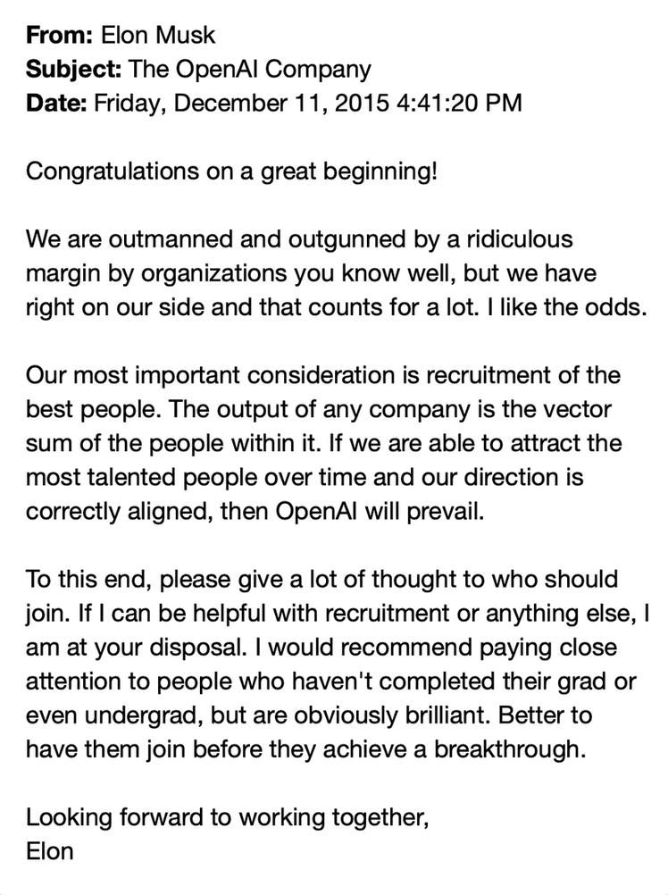 Elon Musk's OpenAI vision in 2015