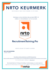 NRTO-keurmerk certificaat RecruitmentTraining.Pro tot en met 2030
